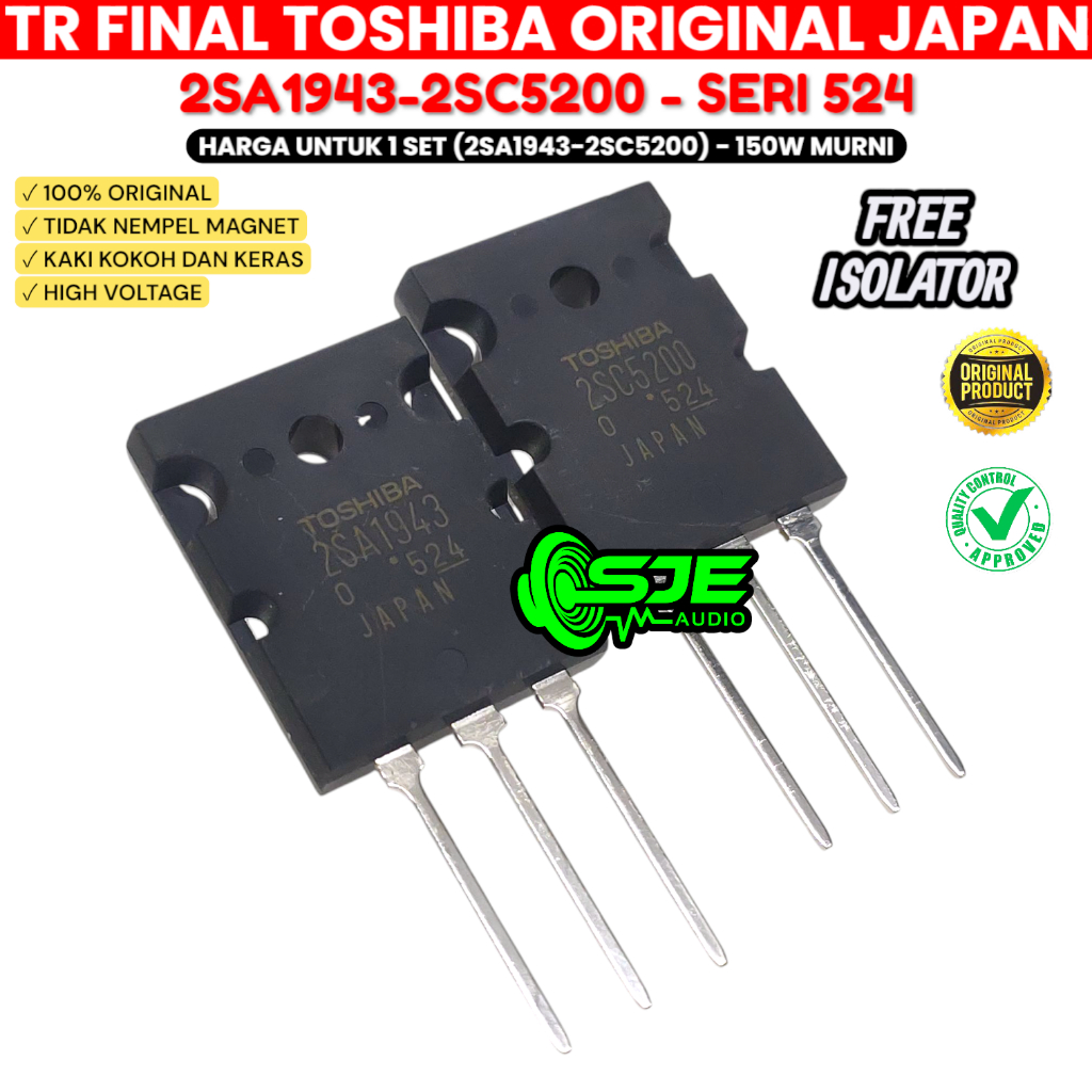 TR TOSHIBA 2SA1943 2SC5200 SERIES LOT 524 JAPAN JAPAN FINAL ทรานซิสเตอร์ TOSHIBA ORIGINAL 2 SA 1943 
