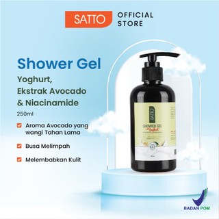 Satto Shower Gel Yoghurt, Avocado & Niacinamide 250ML – Wangi Tahan Lama, Melembabkan & Menutrisi Kulit