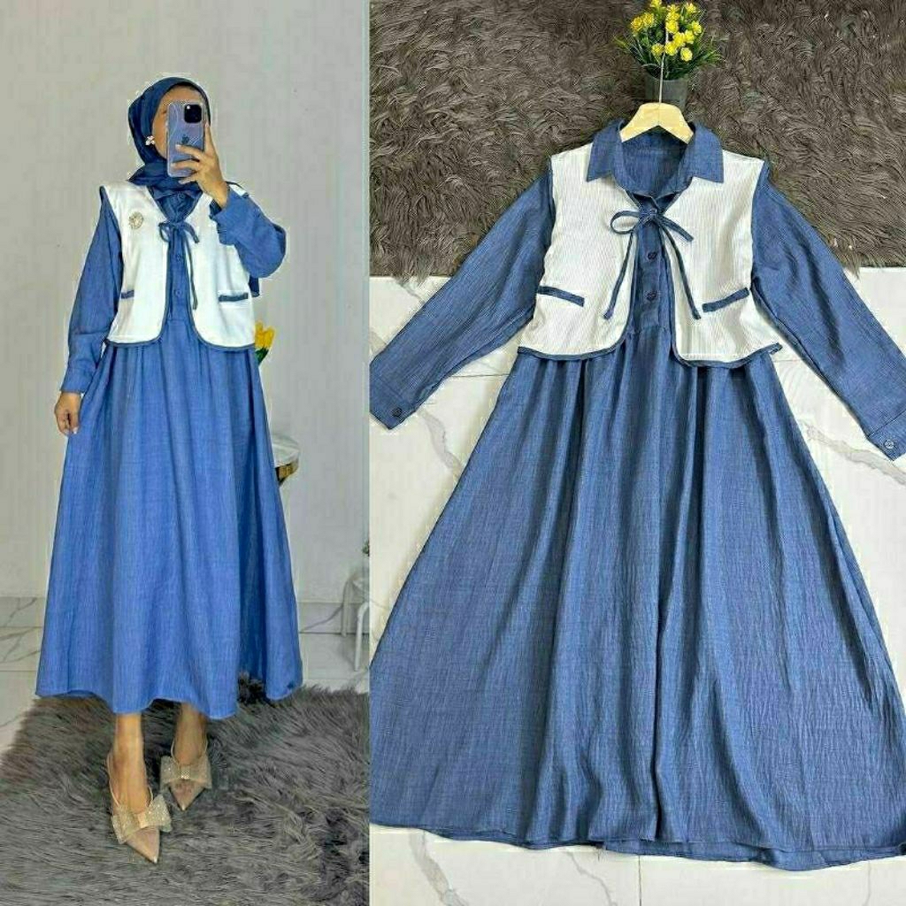 ALICIA MIDI DRESS CRINCE AIRFLOW VEST