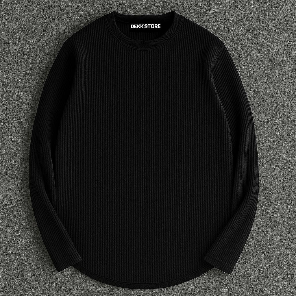 LONG SLEEVE WAFFLE KNIT เสื้อยืด / PLAIN MENS WAFFLE KNIT ใหม่ล่าสุด / เสื้อยืด WAFFLE KNIT