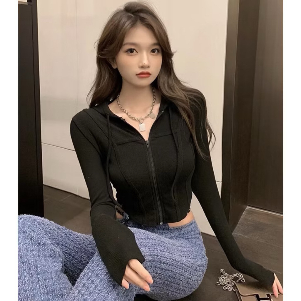 REINA HOODIE CROP TOP ZIPPER