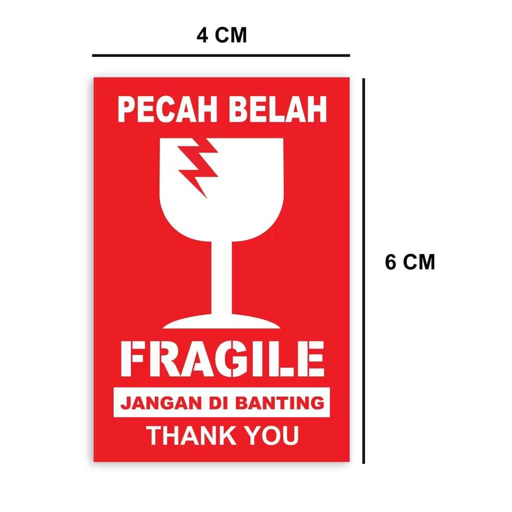 FRAGILE PACKING STICKER 4X6 CM - BROKEN PACKAGE SAFETY STICKER - DONT SLASH