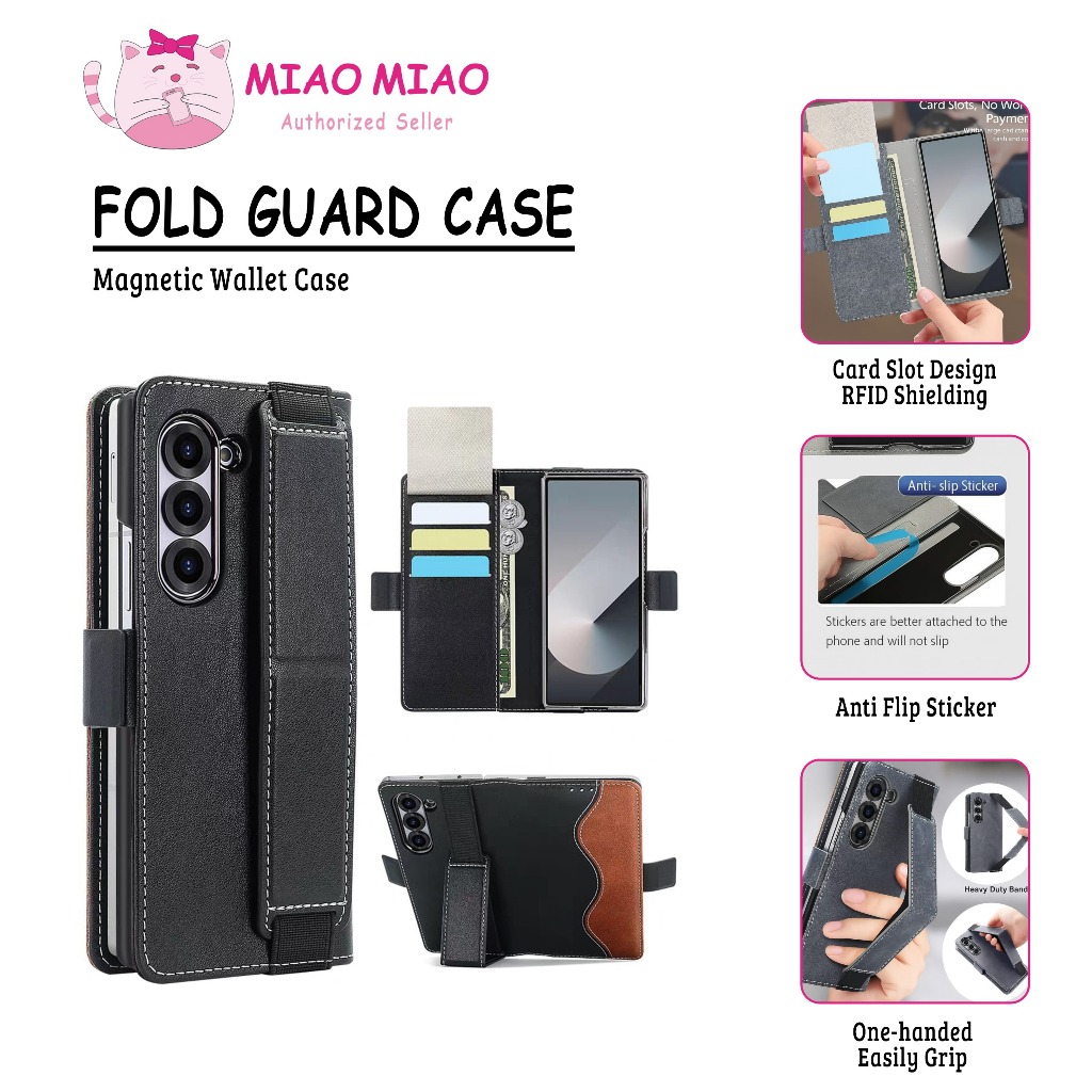 พับกระเป๋าสตางค์หนังสําหรับ Samsung Galaxy Z FOLD 5 Z FOLD 6 Z FOLD 7/ZFOLD5 ZFOLD6 ZFOLD7 กรณีหนังก