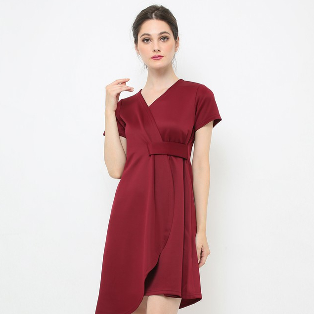 MILLE Kimmel ชุดเดรสต่อต้านริ้วรอย Maroon สําหรับผู้หญิง