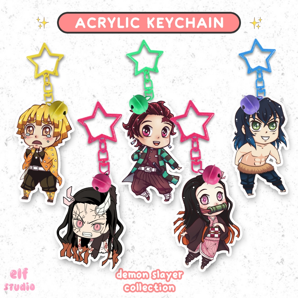 GANTUNGAN พวงกุญแจสังหารปีศาจ พวงกุญแจอนิเมะ Tanjiro Nezuko Zenitsu Inosuke พวงกุญแจน่ารัก