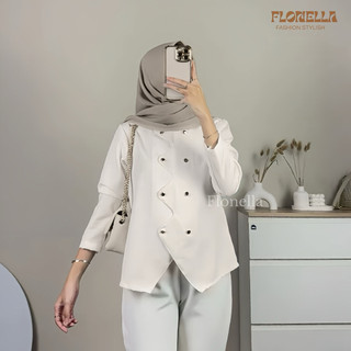 Flonella - Blouse Elline Atasan Wanita Blazer Wanita Atasan Lengan Panjang Atasan Korean Style Blouse Wanita Elegan Blazer Kekinian