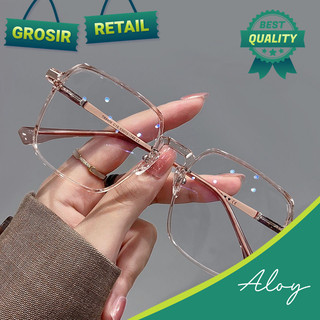 ALOY RETAIL PL-AR006 Kacamata Anti Radiasi Wanita Pria Lensa Square Replaceable Termurah