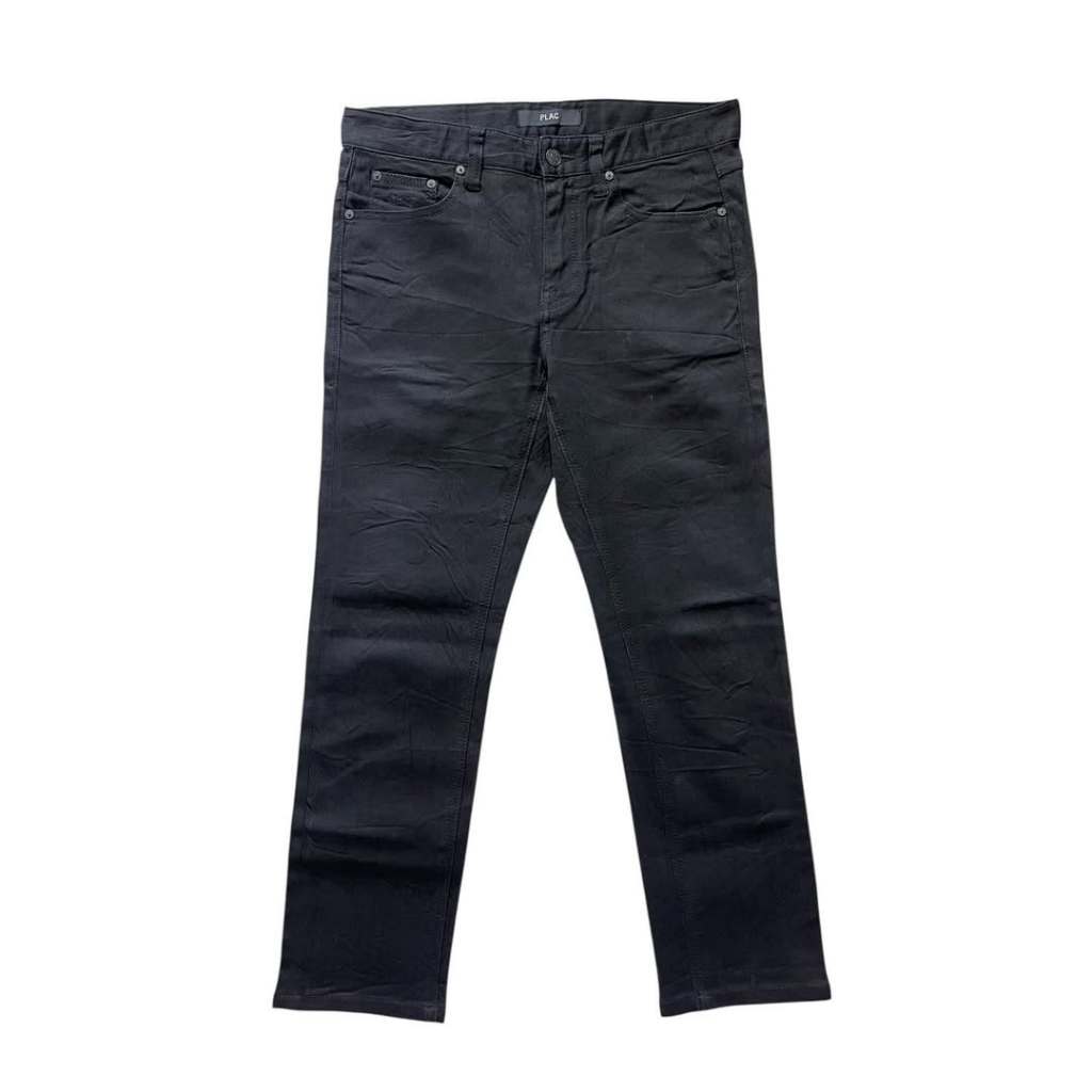 PLAC BERLIN JEANS SLIM FIT TAPERED CROPPED SOLID BLACK JEANS (31)
