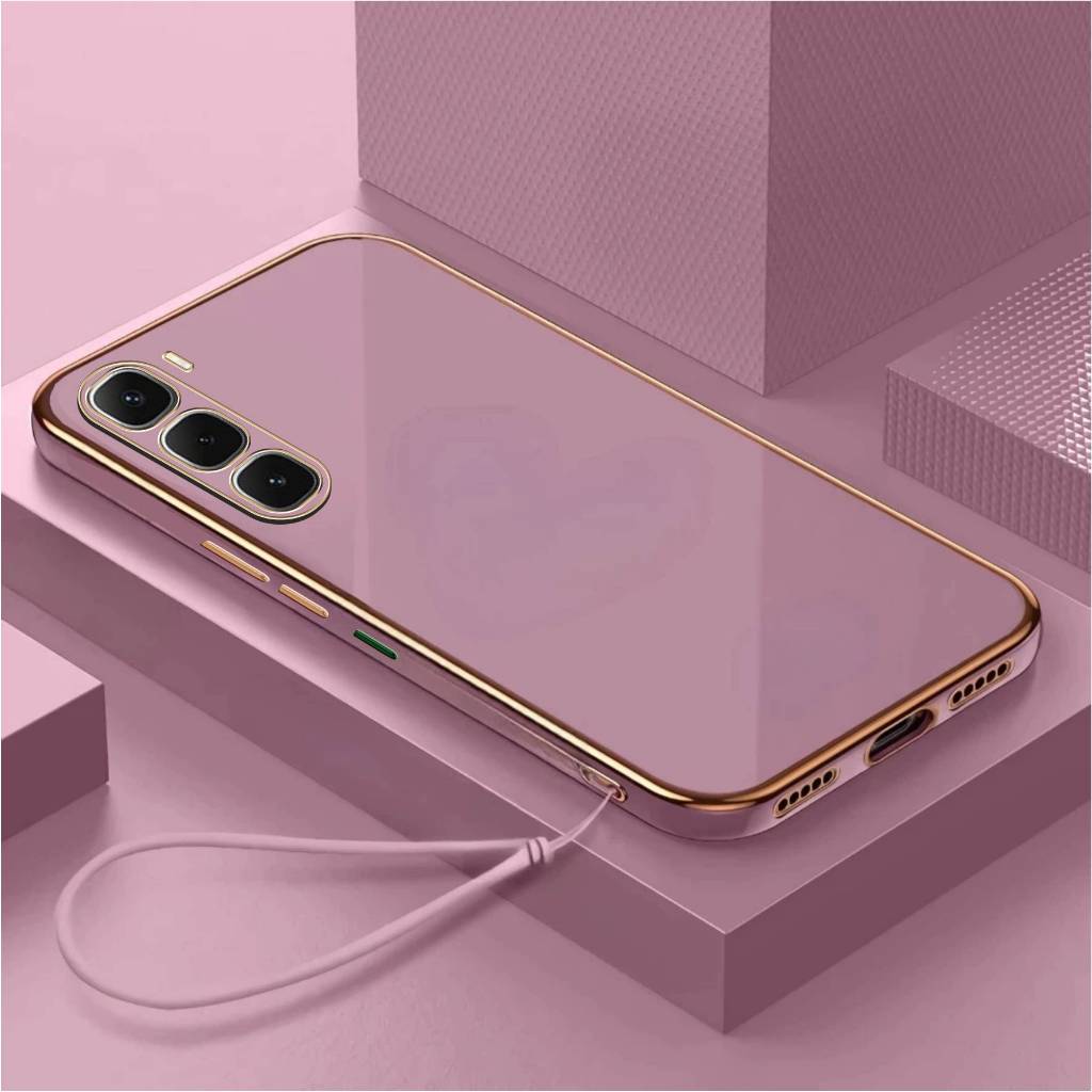 เคสนิ่ม Infinix Hot 60 Hot 60i Casing Luxury 6D Plating Free Strap