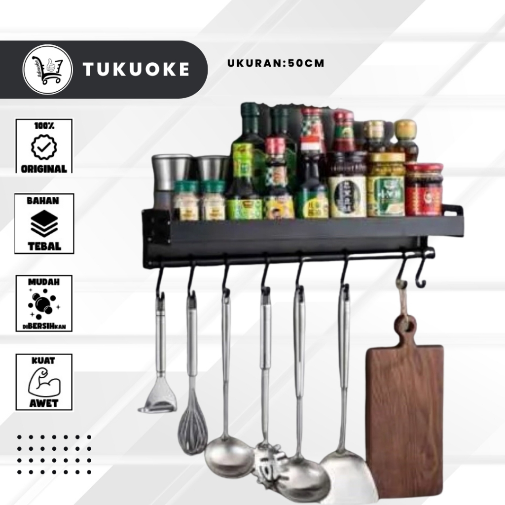 GANTUNGAN IRON WALL SPICE HOLDER IRON SPICE RACK KITCHEN SPATULA HANGERS KITCHEN Spice Storage Rack