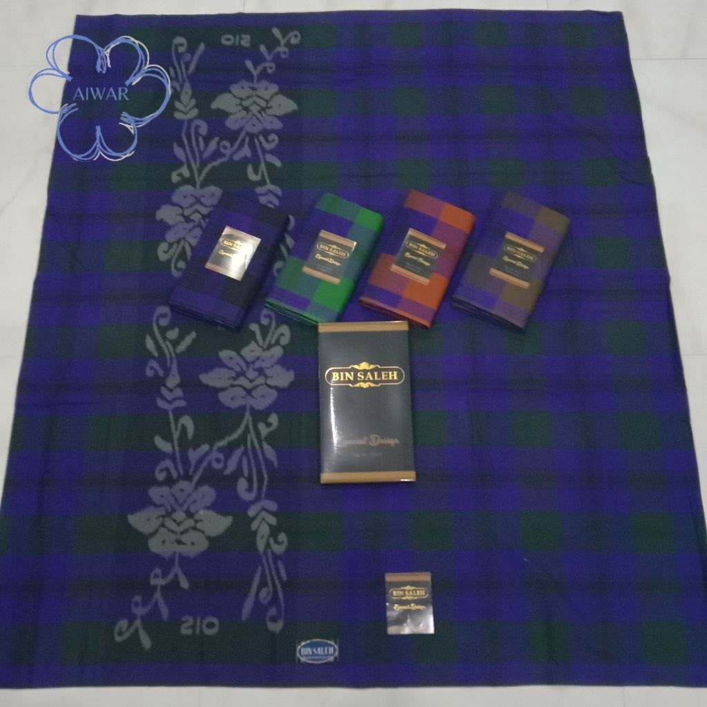 ผ้าซิ่นผู้ชายผู้ใหญ่แบรนด์ Bin Saleh พร้อม BHS KDT ลายตารางหมากรุก tumpal ดอกไม้ sandur madura Motif