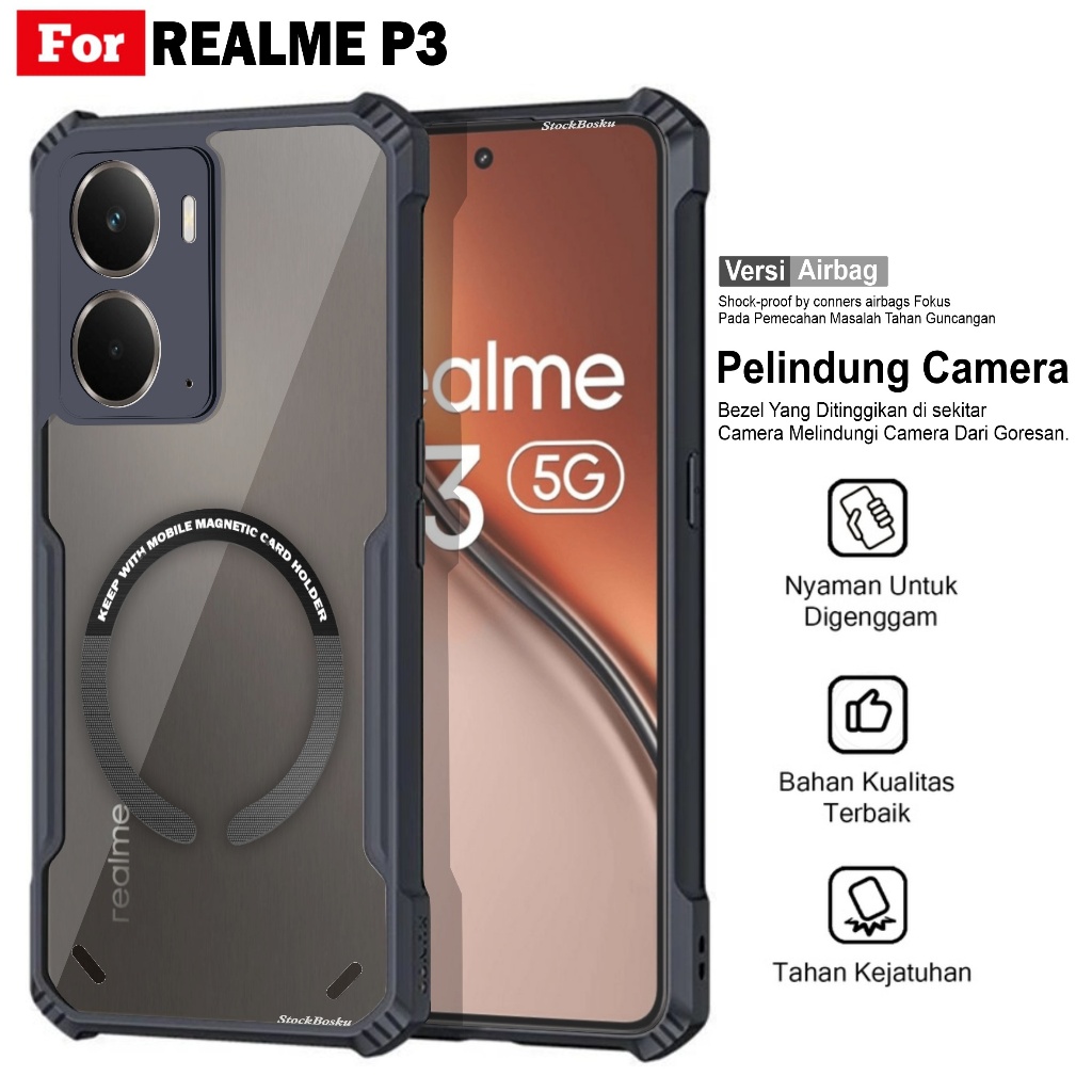 Realme P3 กันกระแทก Fusion Armor อะคริลิคเคสใสฟรีแหวนไร้สาย Magsef