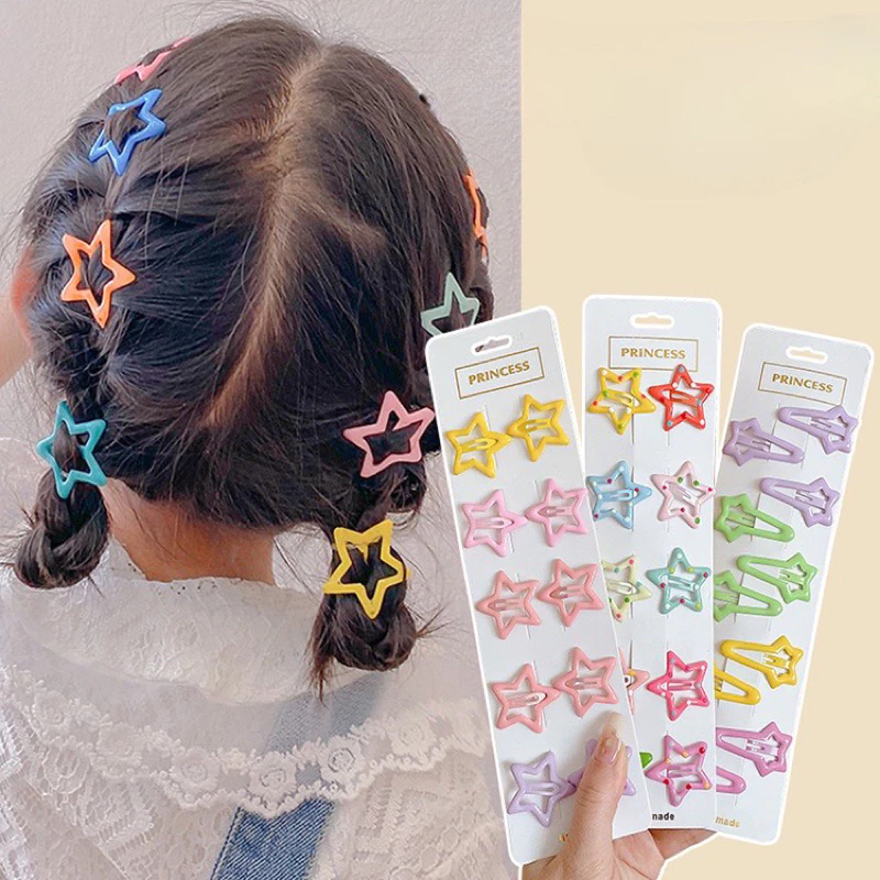 CY-AR149 10 ชิ้นกิ๊บ / UNIQUE น่ารัก BINTAK กิ๊บติดผม / COLORFUL STAR PIN MOTIF กิ๊บติดผม