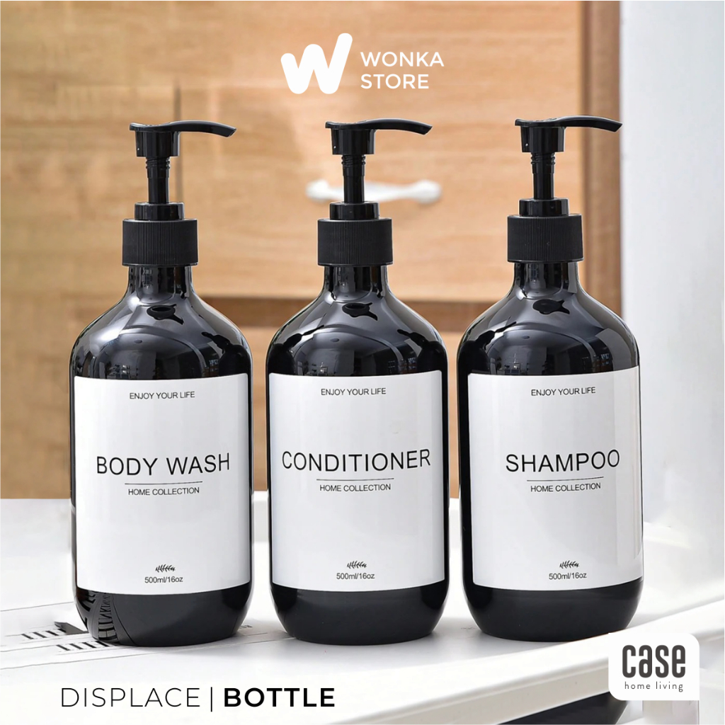 AASTETIC SOAP PUMP Bottle Black Refill PUMP Place Bottle Dispenser Bathroom Shampoo 500ml - BN