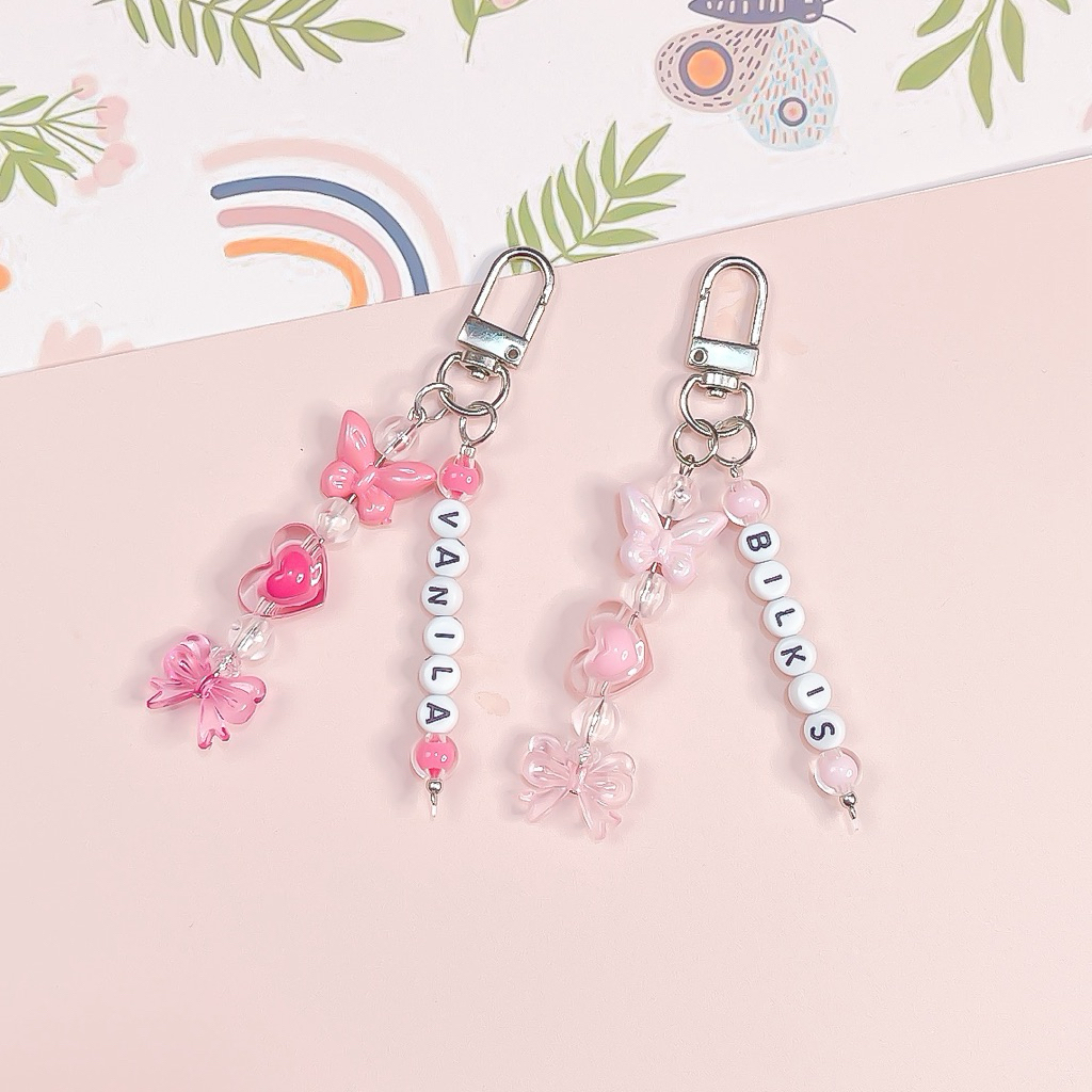 CUTE AESTETIC MINIMALIST CUSTOM NAME KEYCHAIN 8 LETTERS