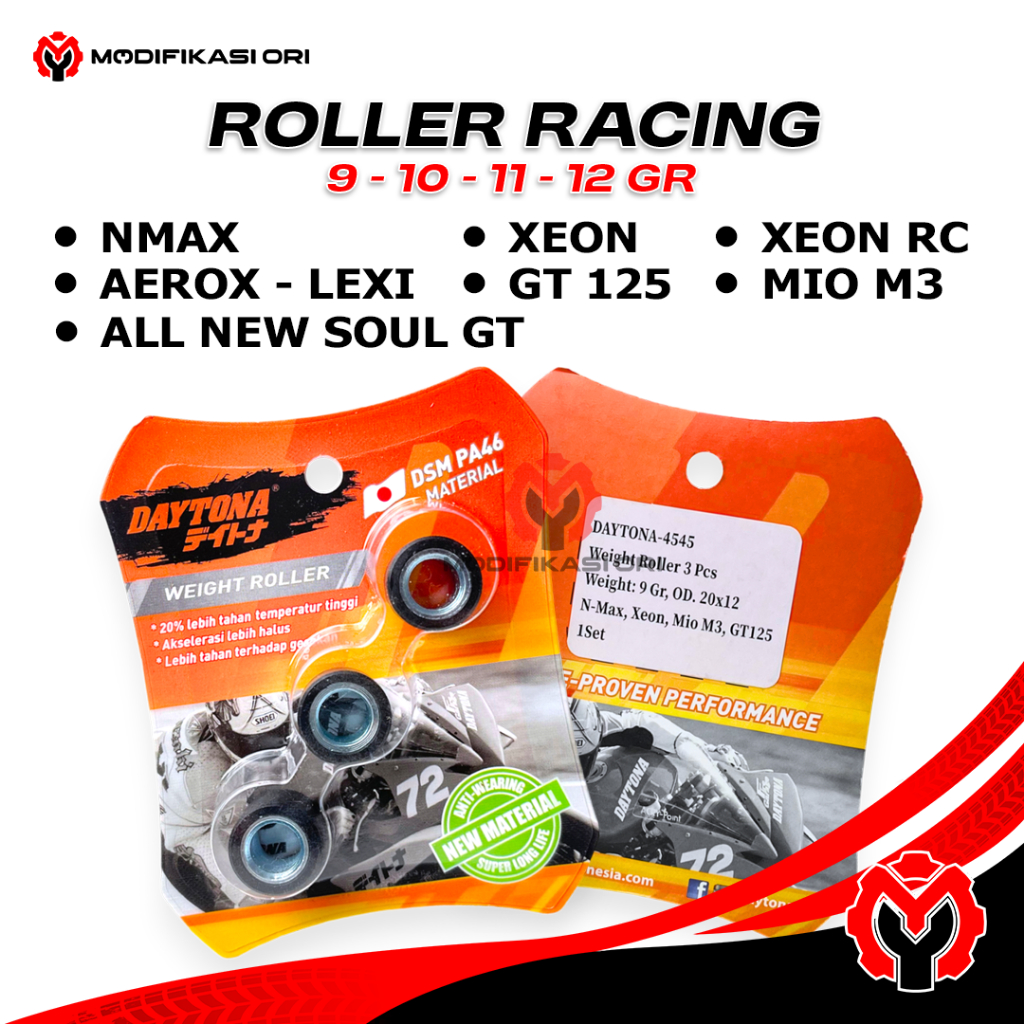 Roller Racing Daytona NMAX AEROX LEXI 7-8-9 Xeon GT Mio M3 Fino 125 Soul GT X Ride 125 Daytona