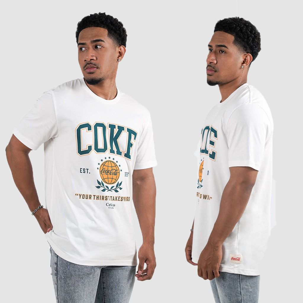 CELCIUS COCA COLA WHITE07 THICK COTTON T-SHIRT MENS DISTRO T-SHIRT