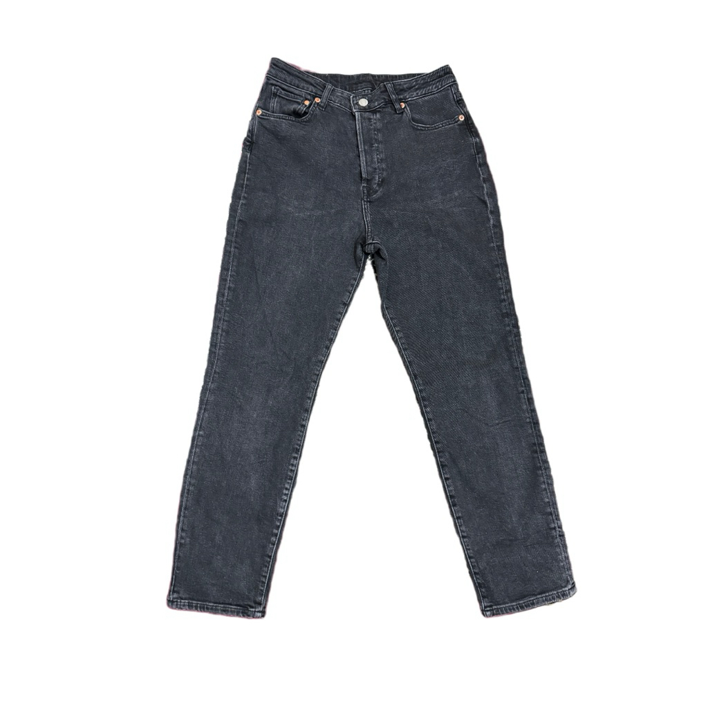 Mom Jeans กางเกงยีนส์สีเทาเข้ม HnM - Mom Jeans เอวสูงพิเศษ - Mom Jeans Charcoal