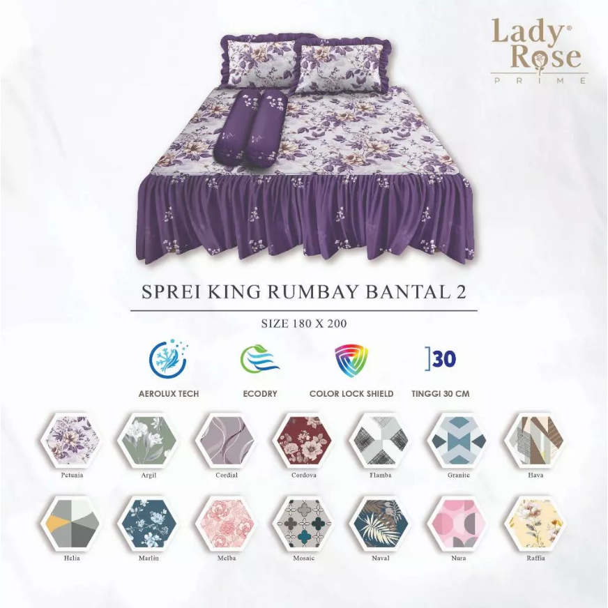 Lady Rose Prime King B2 180x200 ผ้าปูที่นอน Rumbay พร้อมหมอน 2 ใบ และหมอนข้าง 2 ใบ - บทคัดย่อ / ดอกไ