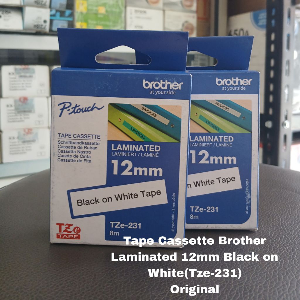 Brother Tze-231 12mm สีดําบนเทปฉลากต้นฉบับสีขาว