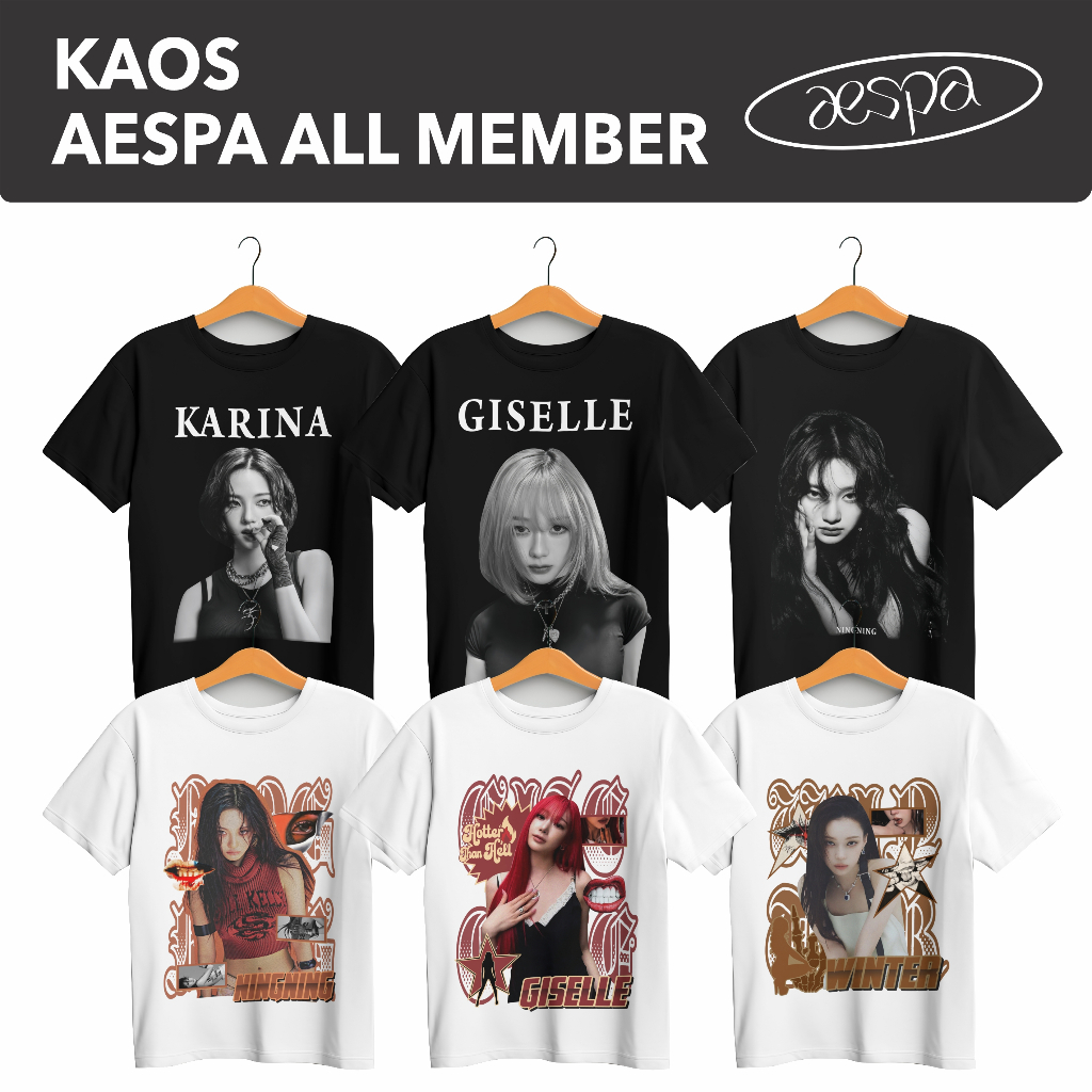 Aespa Karina Gieselle Winter T-shirt Aespa dirty work T-shirt, cotton Combin 24s สําหรับผู้ชายและผู้