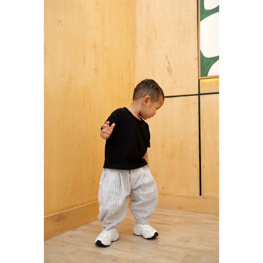 LITTLEDEV - กางเกงเด็ก Barrel - กางเกงเด็ก Unisex - กางเกงผ้าฝ้ายลาย Otto Barrel