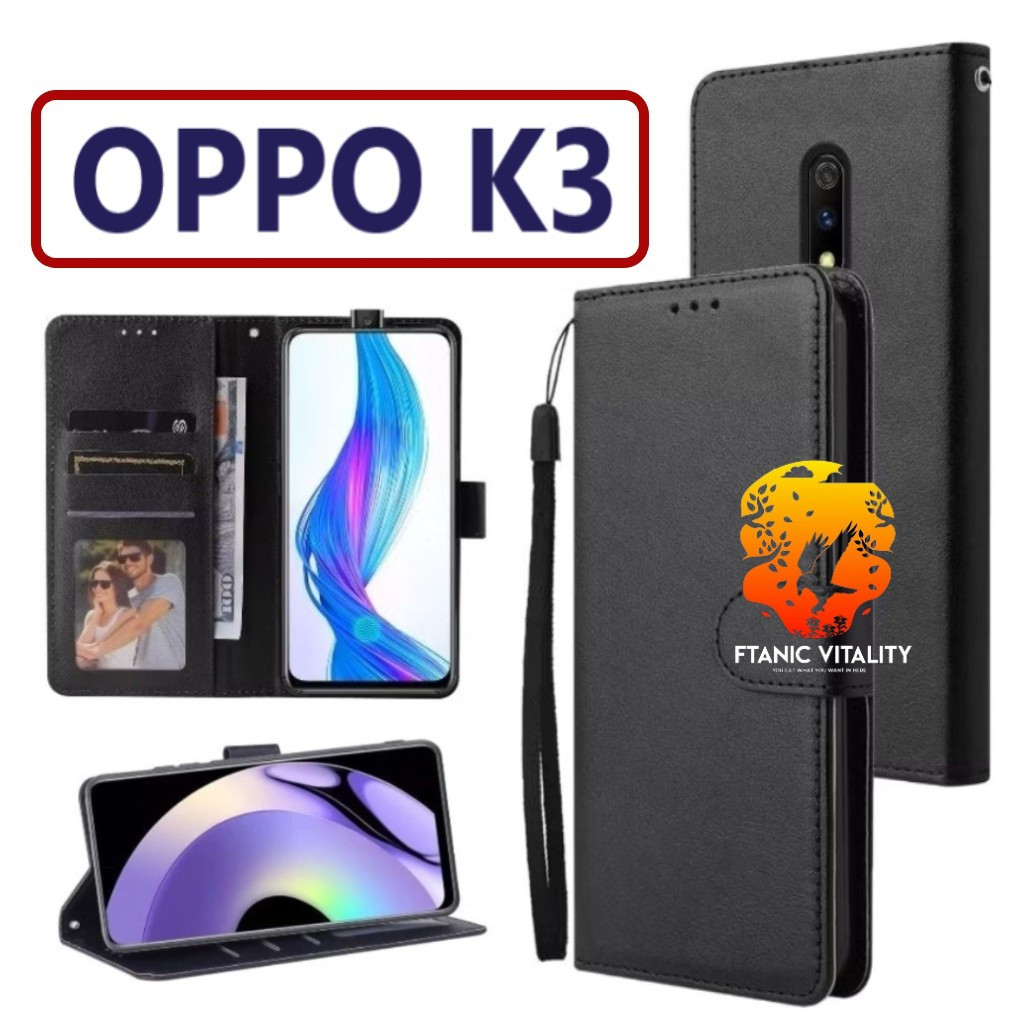 FLIP LEATHER CASING OPPO K3 LEATHER CASE FLIP WALLET LEATHER PREMIUM LEATHER WALLET OPEN COVER HP CA
