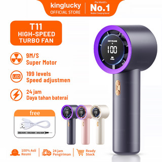 kinglucky Mini Kipas Angin Portable Handheld Stand up Desktop Fan Portable Strong 199 Wind Fan Digital Display Adjustable Wind