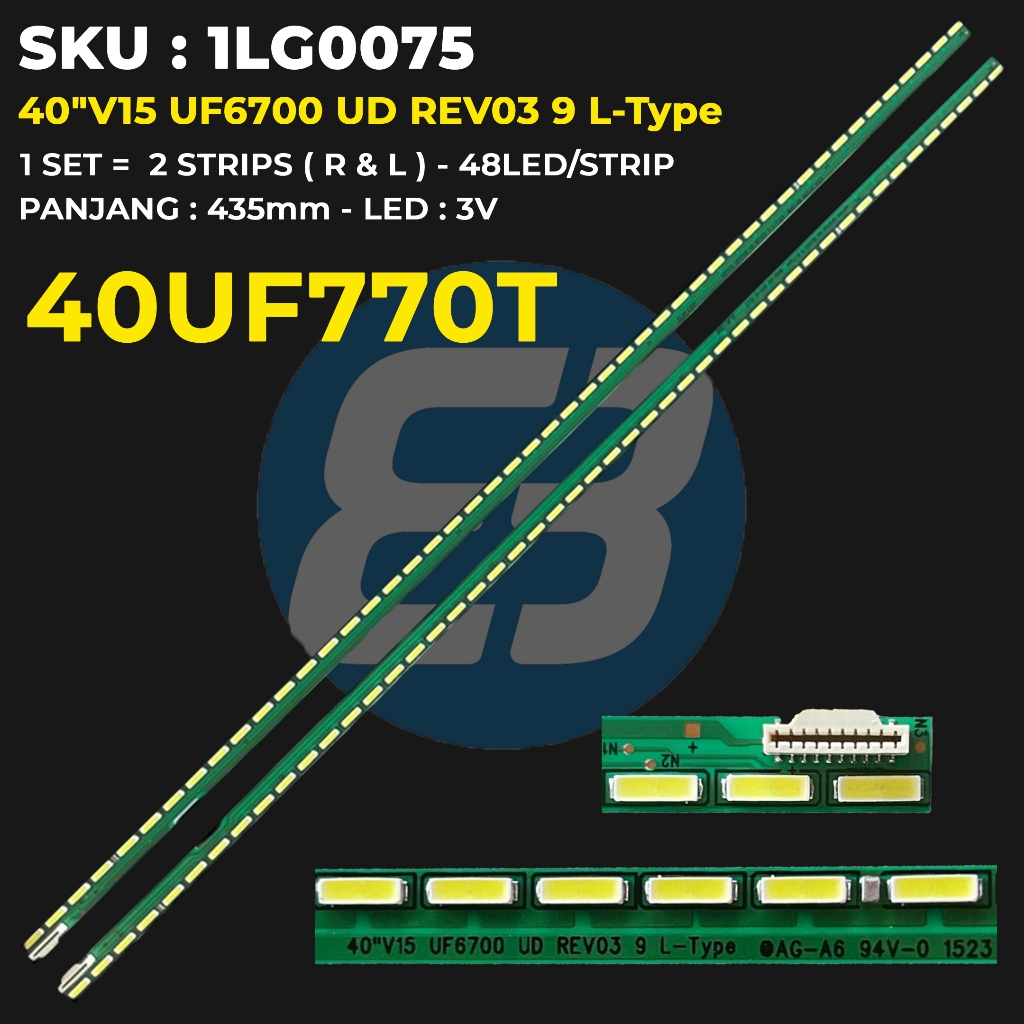 LG ไฟแบ็คไลท์ทีวี 40 นิ้ว 40UF770T 40"V15 UF6700 UD REV03 9 L-Type
