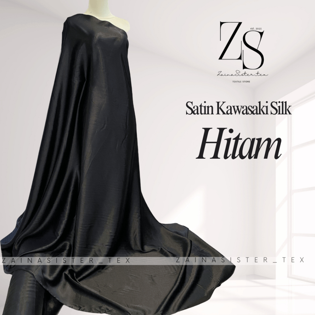 Kawasaki Silk Premium Satin ผ้าสีดํา – เรียบ หนา และเคลือบเงาสําหรับ Gamis, Kebaya, เพื่อนเจ้าสาว