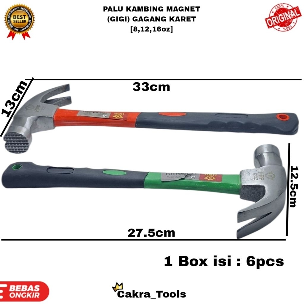 MEGNET GOAT HAMMER (TETH) FIBER HANDLE [8, 12, 16OZ]