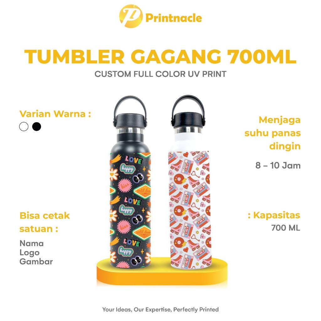 Custom Tubler Handle 700ml Uv พิมพ์ของที่ระลึกส่งเสริมการขาย