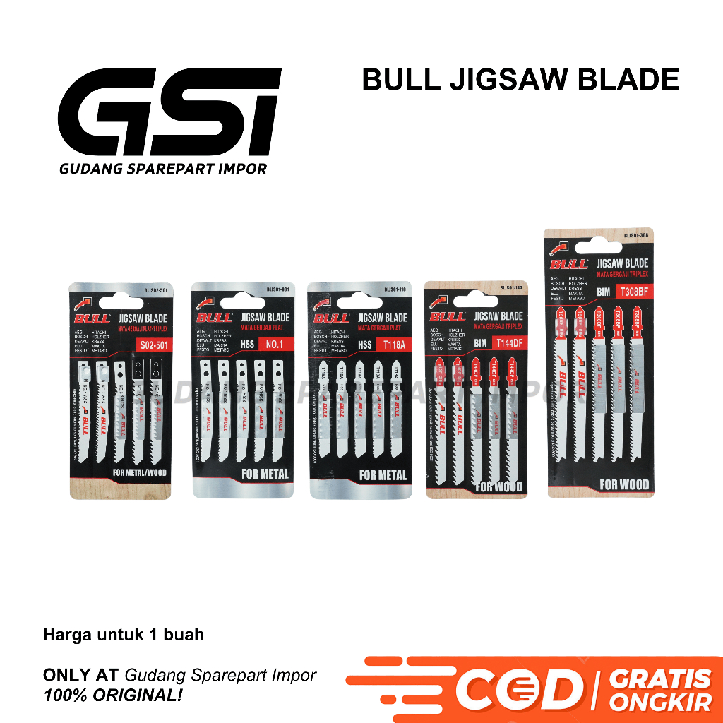 MATA BULL ใบเลื่อยจิ๊กซอว์ไม้อัด T308BF, T144DF, T118A, No. 1, S02-501 / ใบเลื่อยจิ๊กซอว์