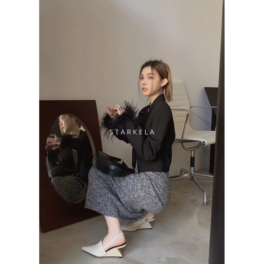 [ORIGINAL] STARKELA Heels slip on High Heels หนังสไตล์เกาหลี Wedges ST66-16