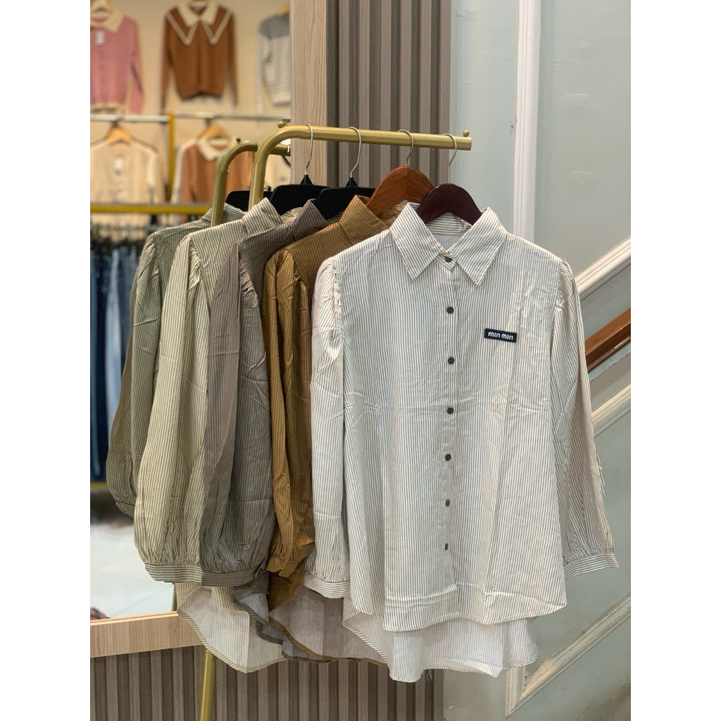 KEMEJA Miumiu เสื้อเชิ้ตลายทุกขนาด