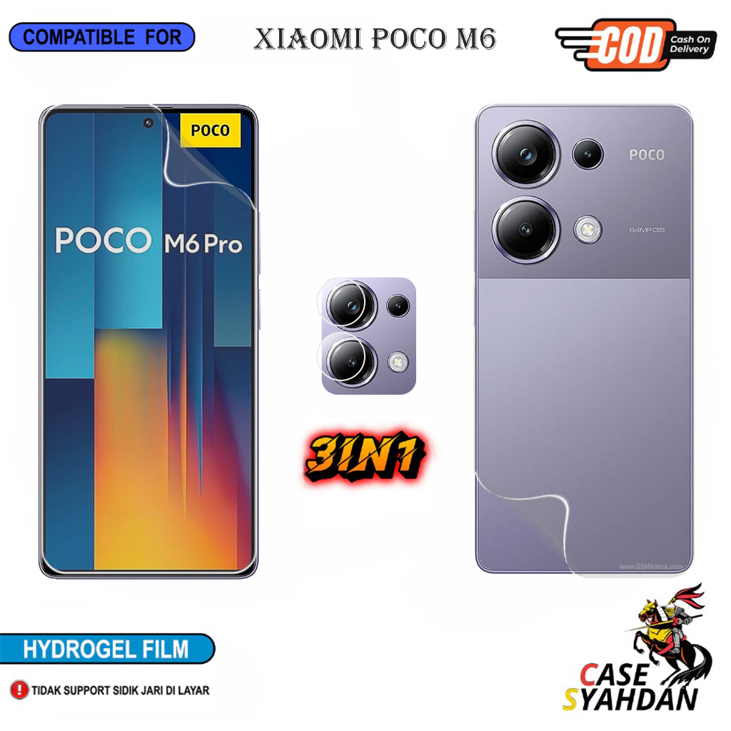3IN1 Anti-Scratch Hydrogel ฟิล์มสําหรับ Xiaomi Poco M6 M6 4G M6 5G M6 Pro M6 Pro 5G ป้องกันหน้าจอฟิล