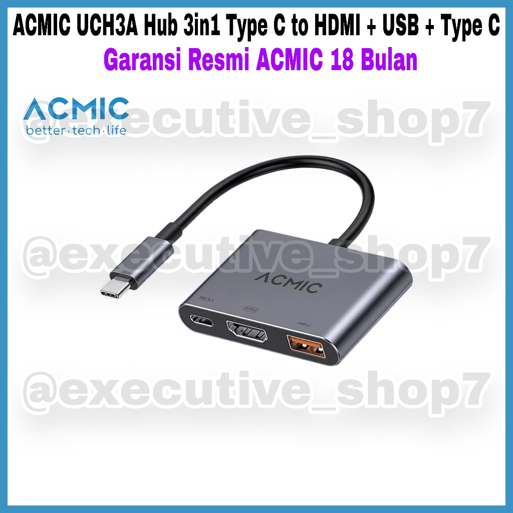 ACMIC UCH3A Hub 3in1 Type C to HDMI + USB + Type C - ACMIC อย่างเป็นทางการ รับประกัน 18 เดือน