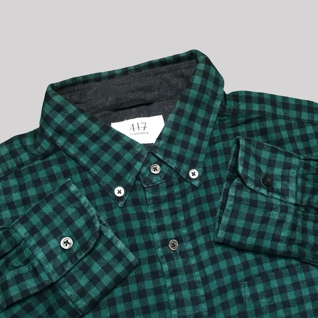 HIJAU KEMEJA Edifice 417 เสื้อเชิ้ตผ้าสักหลาดสีเขียว - S (12)