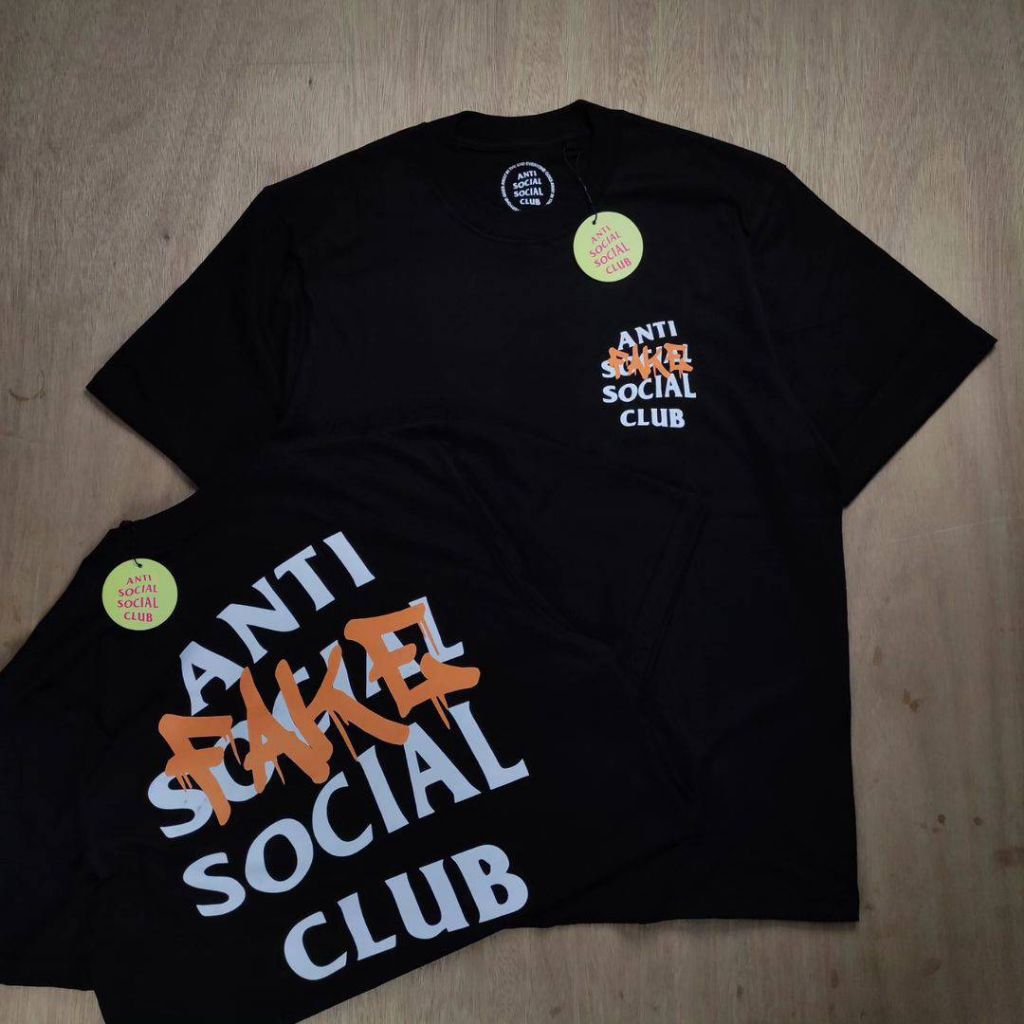 ASSC Ansos Anti Social Social Social Fake Club ผ้าฝ้ายสีดํา Combed 24s Mirror Fulltag เสื้อยืด