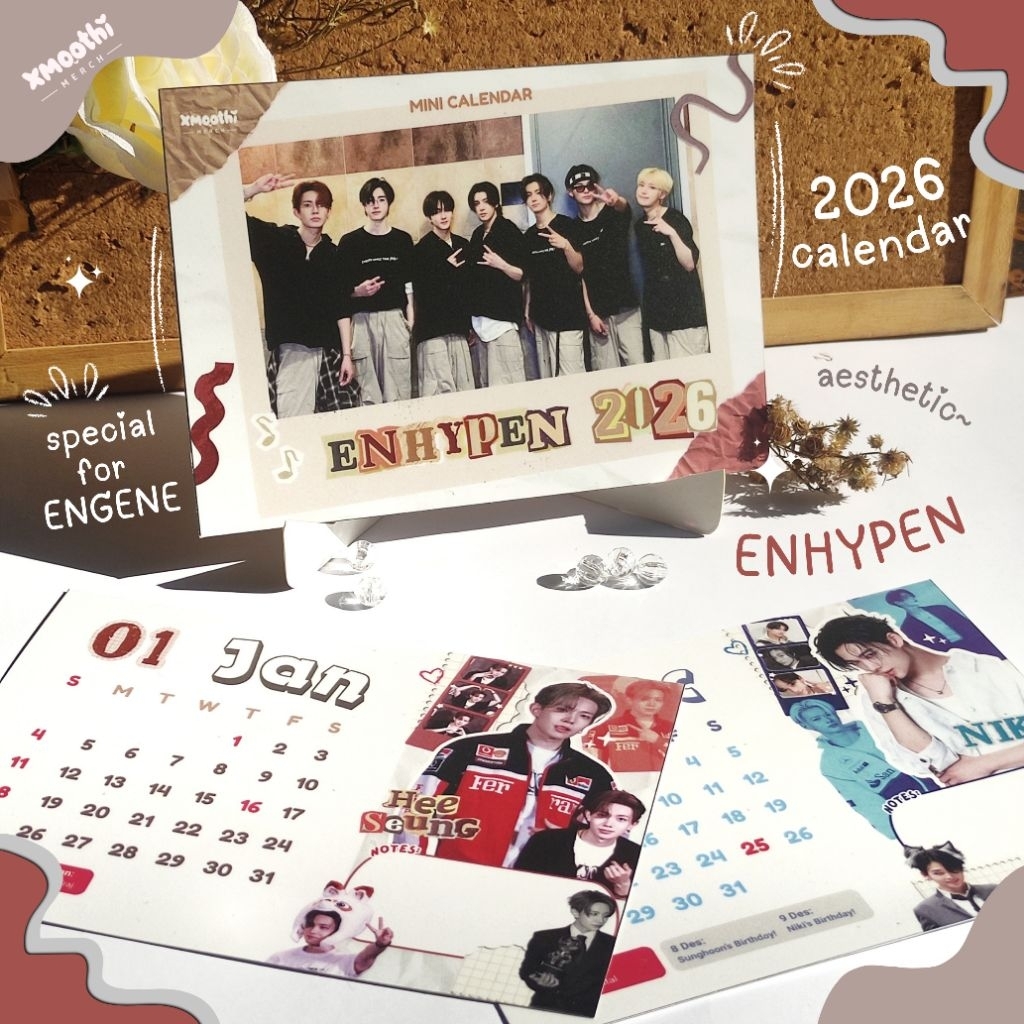 ENHYPEN ExampleN 2026 CALENDAR - ENHYPEN CALENDAR - SUNGHOON JUNGWOON SUNOO JAKE NIKI - โต๊ะ CALENDA