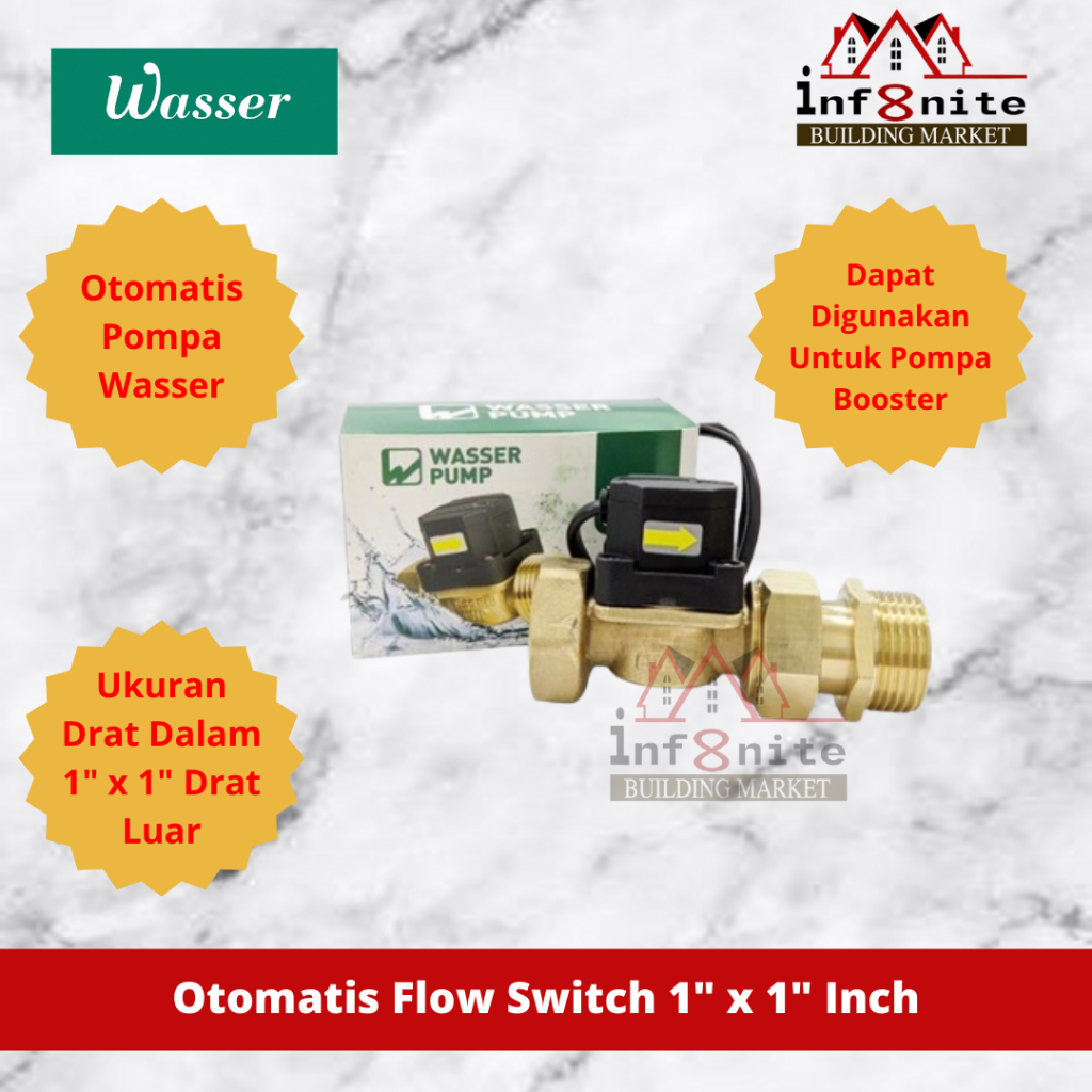 Wasser Flow Switch 1 x 1 นิ้วปั๊มน้ําอัตโนมัติสวิตช์ Push Booster Pump 1" x 1" นิ้ว