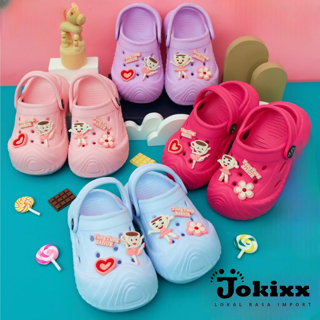 Jokox รองเท้าแตะเด็กผู้หญิง Bakkao EVA ยางตกแต่งตัวอักษร Ballerina Cappucina - นุ่มและน่ารัก (799M-1