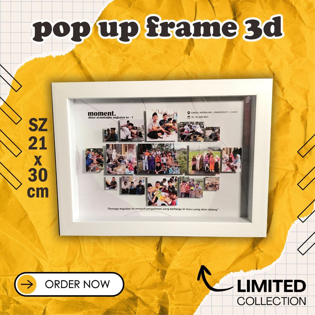 Pop up Frame 3d รุ่นตารางแบบกําหนดเองสําหรับกิจกรรมขนาด 21 x 30