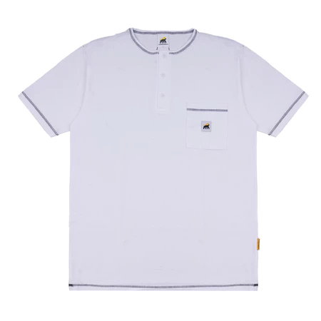 House of Smith Bdg เสื้อยืดแขนสั้นผู้ชาย Henley - Heatic Pocket Regular Henley White - เสื้อยืด Henl