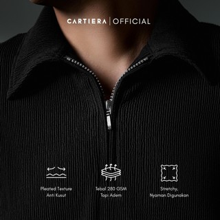 Cartiera Flex Polo Shirt Pria Half Zipper 280 GSM Baju Polo Kaos Kerah Pria Lengan Pendek Anti Kusut Stretchy Adem