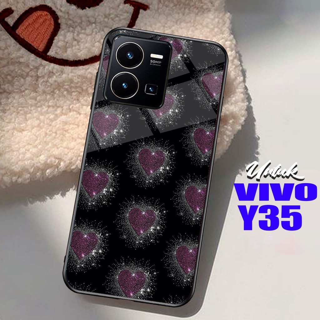 Softcase Glass Glitter Motif [AESTHETIC Y2K] VIVO Y35 เคสมือถือใหม่ล่าสุด - ตัวป้องกันโทรศัพท์มือถือ