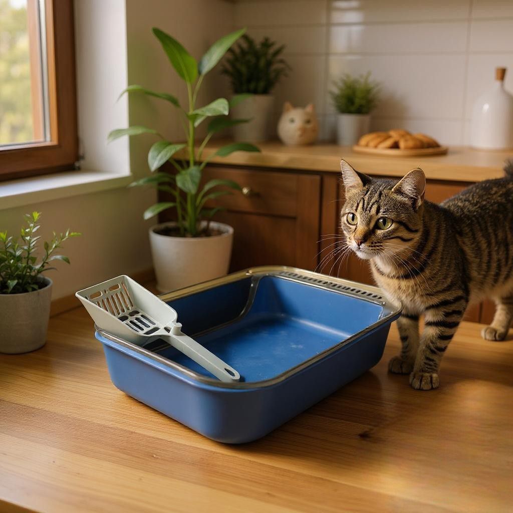 กระบะทรายแมว Semi-Enclosed Pet Toilet Kitten - KT1 - สีน้ําเงินเข้ม