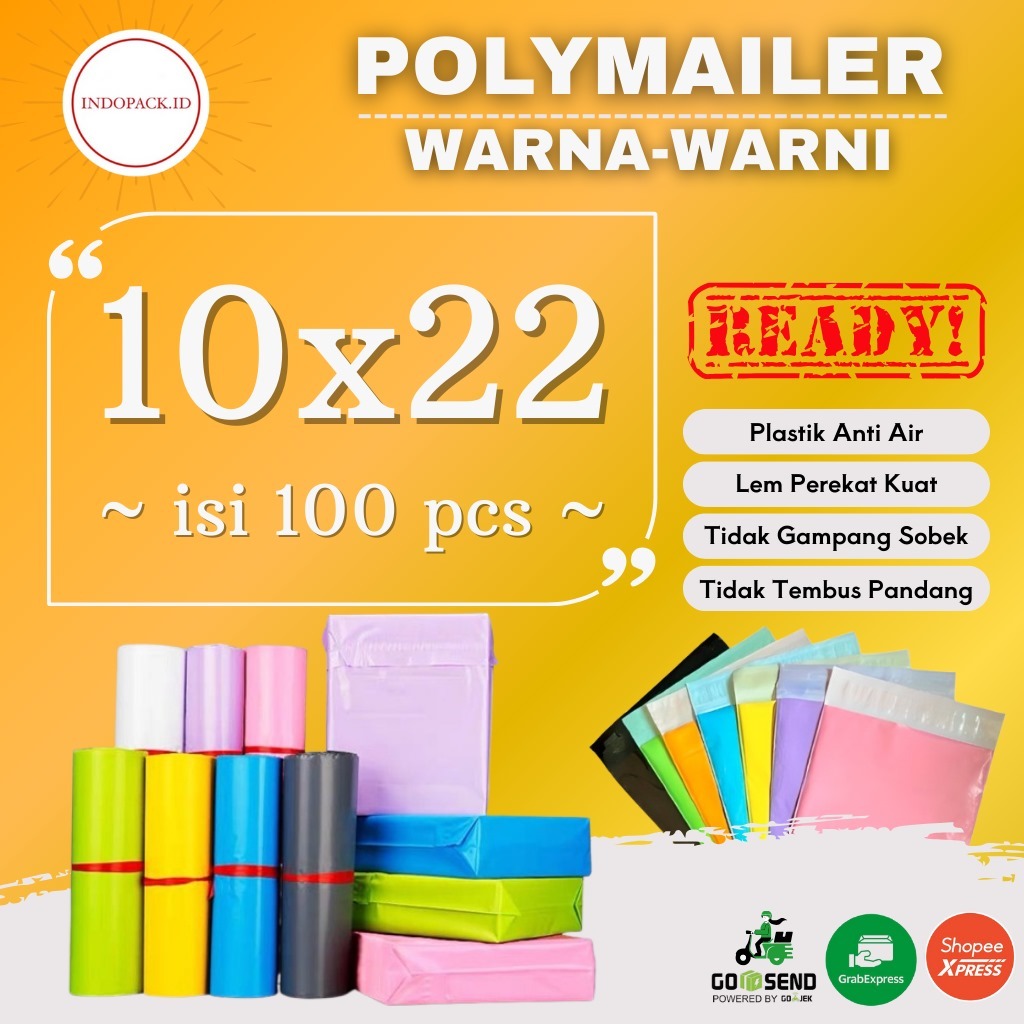 POLYMAILER เนื้อหาพลาสติก ONLINE ENVELOPE 100 ชิ้น ขนาด 10x22