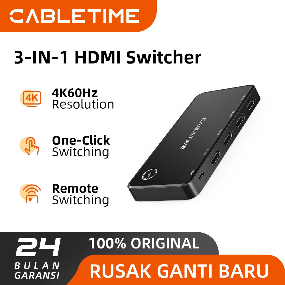 CABLETIME HDMI Switcher 3 In 1 Out 4K Series
