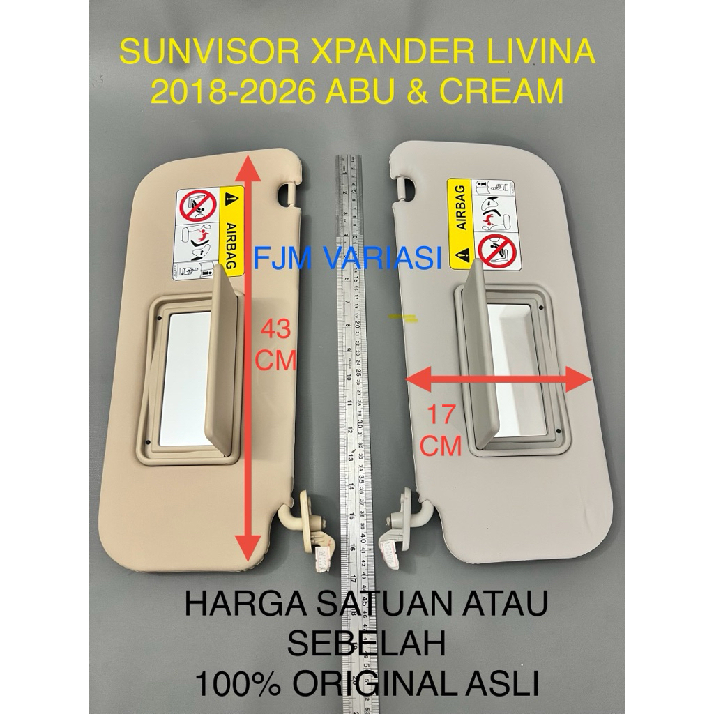 MATAHARI SUNVISOR SUN RETAINER MITSUBISHI XPANDER NISSAN GRAND LIVINA 2018 - 2026 สีเทาดั้งเดิมและครีม UNIVERSAL
